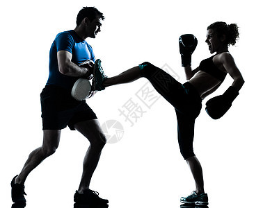 男男性拳击培训运动健身有氧拳击手白色私人运动员健美女士跆拳道图片