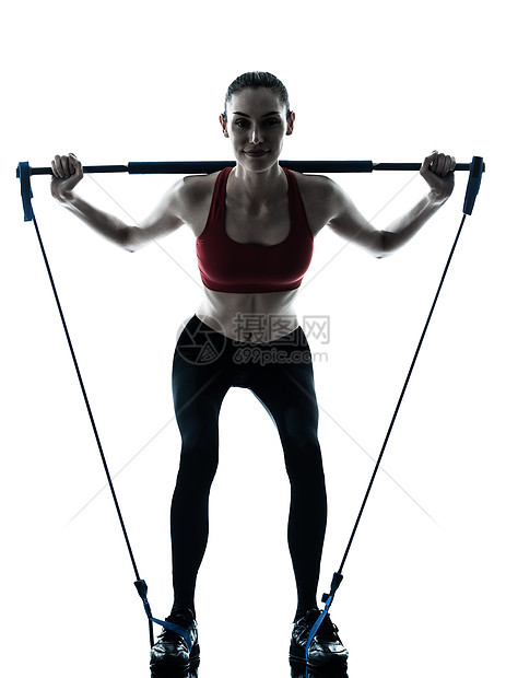 妇女锻炼体操棒图片