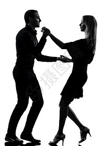 一对男男女女舞蹈舞者 萨尔萨摇滚摇篮阴影夫妻岩石白色男人成年人微笑舞厅女士女性背景图片
