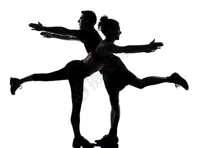 一对夫妇 男性 体操健身男人教练训练讲师情侣有氧运动白色培训师女士女性图片