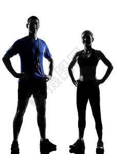 男男女女在锻炼有氧运动教练男人冒充女性讲师体操男性成年人情侣运动培训师图片