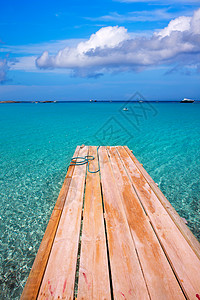 伊莱塔斯和伊比萨湾码头胰岛绳索晴天旅行假期海岸地标旅游支撑海滩图片
