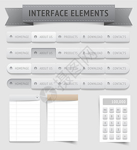 用户界面元素网站电脑记事本控制技术软件计算器菜单笔记插图图片