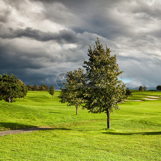 日落时夏季高尔夫课灌木丛奢华竞赛推杆运动高尔夫球游戏爱好场地俱乐部图片