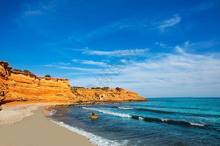 伊比萨岛海滩生理蓝色石头太阳天堂盐水旅行海岸海洋假期图片
