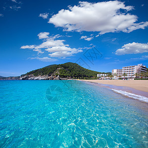 巴利阿里群岛的海滩圣胡安岛建筑物波浪悬崖天堂海岸海洋旅游泡沫支撑地标图片