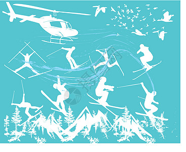 冬季运动滑雪者向量艺术假期印刷获奖者团队花圈竞技山区滑雪板滑雪运动会图片