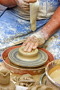 制作粘土锅黏土工作工艺手工工匠创造力车轮陶器图片