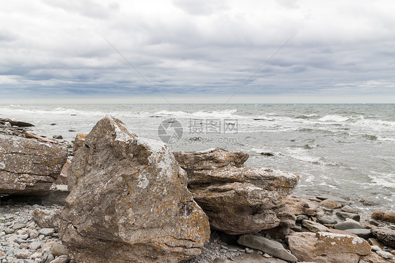 瑞典高特兰洛基海岸海滩海岸线岩石风景地平线海洋海景海岸天空支撑图片