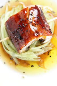 炸鱼肉鱼片油炸营养海鲜午餐洋葱白色蔬菜美食食物图片