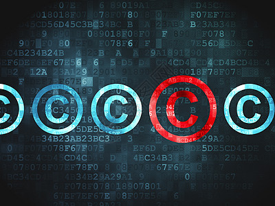 数字背景上的法律概念版权电脑作者机密执照贸易保卫数据财产展示监视器蓝色的高清图片素材