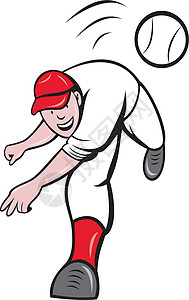 棒球运动员投手投掷球男人男性运动玩家插图卡通片蝙蝠面糊艺术品图片