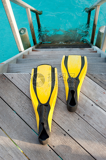 用于潜水驾驶的鱼翅热带假期旅行浮潜面罩海滩游泳海洋天堂呼吸管图片
