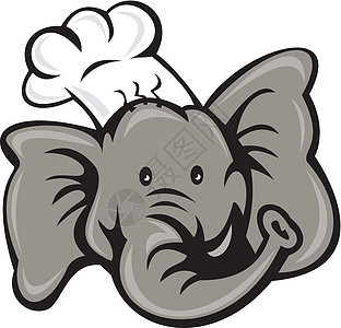卡通主厨烹饪面包师大象厨师插图吉祥物动物艺术品背景图片