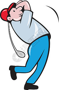 卡通高尔夫球手打高尔夫球摇摆高尔夫俱乐部图片
