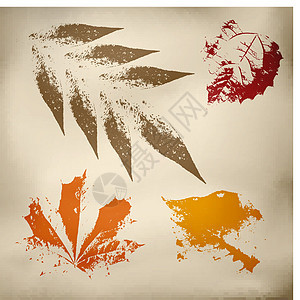 Grunge 矢量叶叶树叶植物装饰墙纸插图风格艺术绘画装饰品背景图片