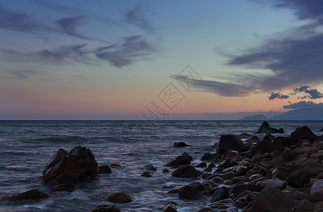 夜晚的海景景观图片