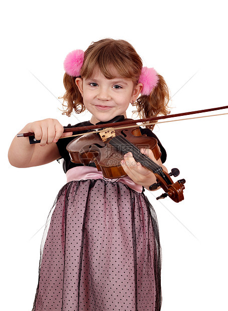 美丽的小女孩玩小提琴肖像图片