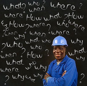 非裔黑人工人与粉笔问题调查组织职场安全帽蓝色插图工作安全黑色男人工作服想像力图片