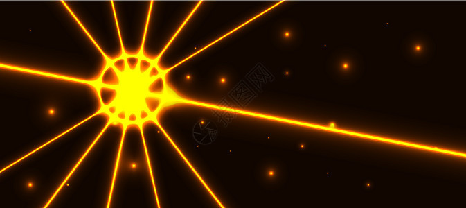 太阳升起射线圆形星星插图激光火花力量耀斑黄色辉光图片