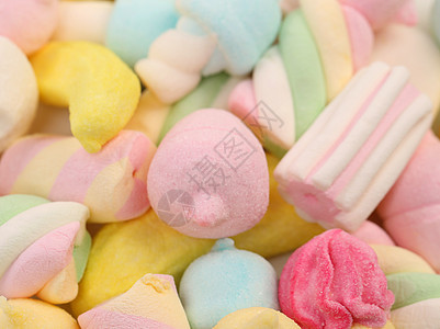 不同颜色的棉花糖童年小吃食物粉色团体水果软糖棉花糖乐趣白色图片