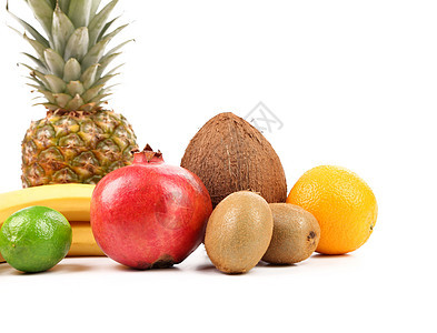 水果成分收成绿色椰子磁带饮食黄色食物菠萝奇异果柚子图片