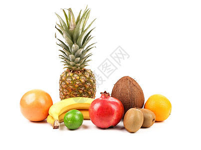 水果成分收成菠萝黄色红色橙子热带食物椰子柚子石榴图片