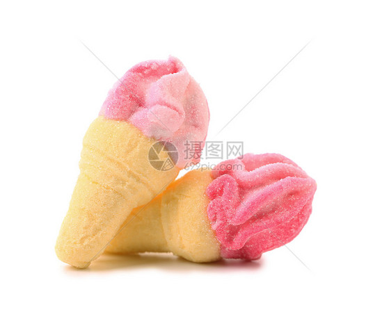 冰淇淋形式的棉花糖乐趣糖果软糖奶油食物水果童年小吃正方形垃圾图片