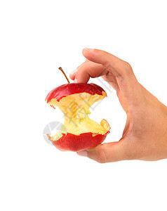 手握苹果的核心果汁宏观水果小吃茶点阴影美食废料食物花园图片