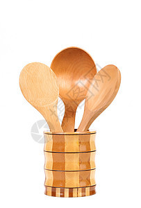 罐子里的木勺子棕色团体木头贮存工作工作室家庭陶器厨房工具图片