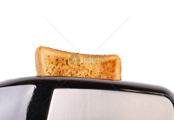从烤面包机上冒出来的白吐司图片