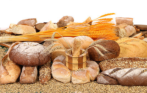 面包组成美食种子面团谷物脆皮小麦食物粮食面粉面包师图片
