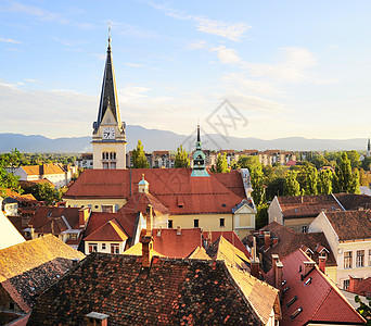 卢布尔雅那天线地标景观阳光生活教会假期首都历史城堡历史性图片