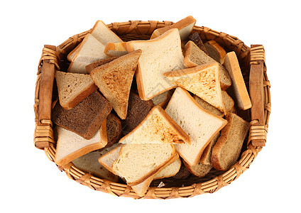 满满一篮子不同的切片面包图片