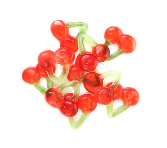 果冻以樱桃的形式绿色红色明胶乐趣小吃蜜饯数字黄色食物糖果图片