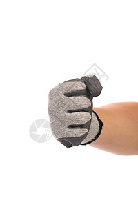 强壮的男性工人手手套紧握拳头黄色白色工作工业力量灰色斗争皮革图片