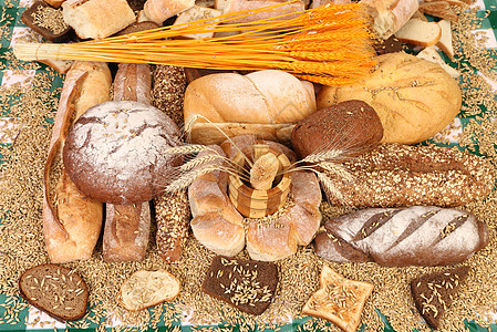 美食包子面包的成分 特写种子粮食食物工作室面包师纤维糕点美食面团面粉背景