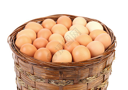 篮子里有棕色鸡蛋团体稻草柳条生产食物脆弱性蛋壳庆典早餐图片