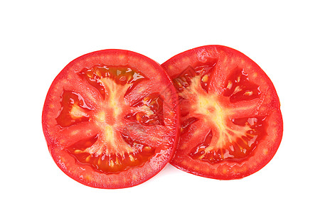 白色背景的新鲜切片番茄图片
