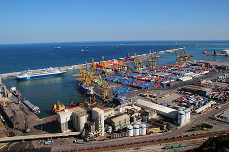 巴塞罗那海港交换港口起重机码头海岸线货物商业龙门架仓库货运图片
