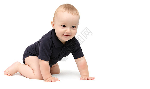 婴儿爬动四肢微笑白色快乐乐趣男性膝盖孩子男生喜悦图片