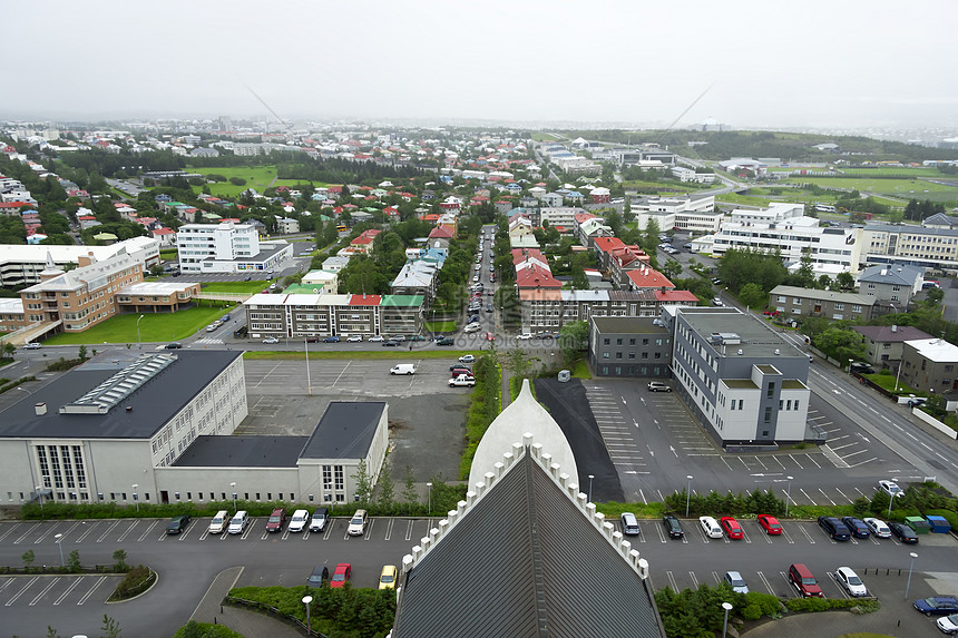 冰岛雷克雅未克市建筑学远景街道海洋首都场景城市蓝色中心天线图片