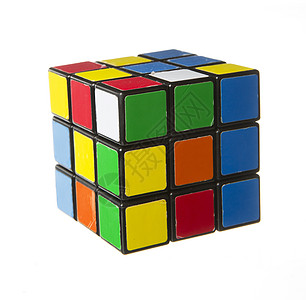 彩色立方体蓝色黄色玩具红色对象解决方案魔方专注绿色社论图片