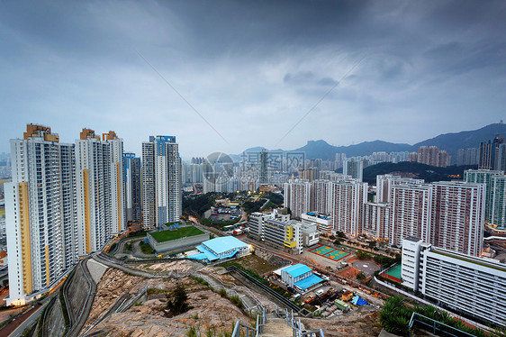 香港市日落办公室摩天大楼高楼商业天空蓝色景观游客市中心旅行图片