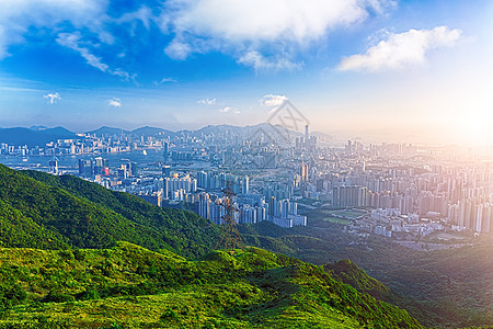 香港日出天空办公室玻璃地标经济摩天大楼景观旅行金融市中心图片