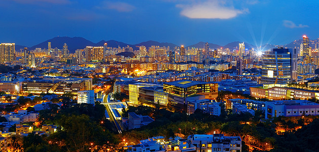 香港市之夜港口市中心景观天空地标金融日落顶峰旅游蓝色图片