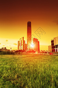 日落时现代建筑 香港天空天线市中心汽车台风住宅城市运动交通运输图片