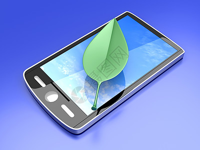 生态智能手机生长电话叶子插图细胞活力商业监视器触摸屏环境背景图片