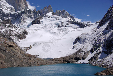 巴塔哥尼亚湖石头冰川荒野池塘登山波峰岩石风景地质学顶峰图片