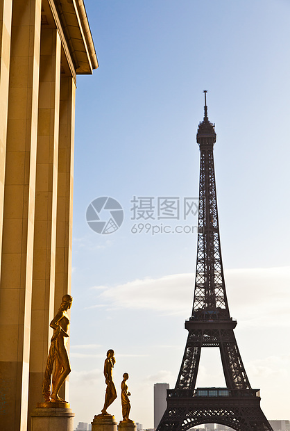 埃菲尔塔旅游蓝色城市日出背光首都景观日落火焰旅行图片